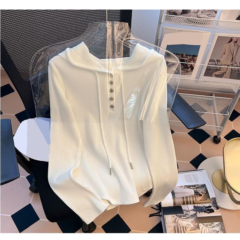 Fjwldy白色内搭特大码245斤连帽t恤打底衫2025修身显瘦长袖上衣