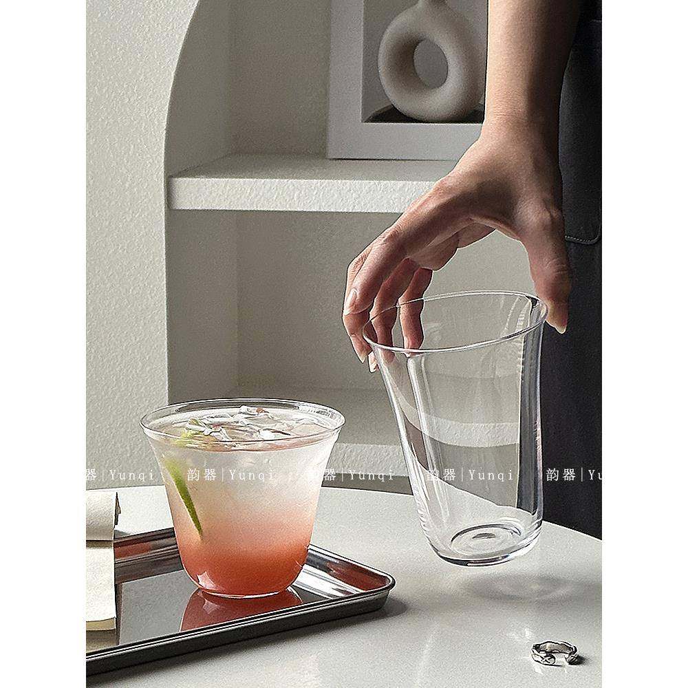 韵器玻璃杯水杯杯子茶杯果汁杯比利时反口杯国风冷萃咖啡杯饮料杯