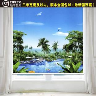 2024新款 窗帘 手拉式 卷帘遮光卧室阳台卫生间厨房免打孔升降卷拉式