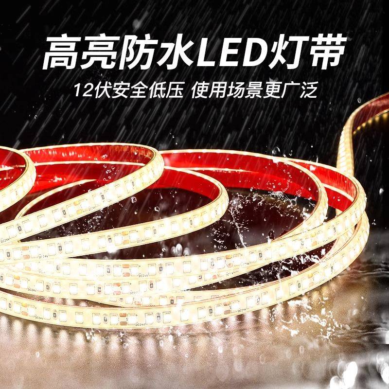 LED软灯带户外防水低压外墙室外照明装饰24V自粘水池灯带庭院超亮