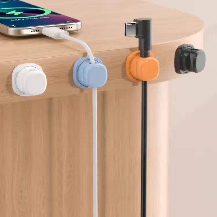 可旋转理线器桌面数据线收纳整理集线手机充电线夹弹簧固定理线器