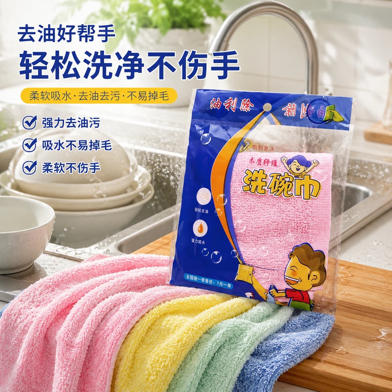 不沾油免洗木纤维油利除洗碗巾