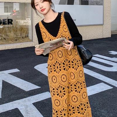 26新款款早秋穿搭2025年秋蕾丝镂空吊带长裙韩风chic时尚气质