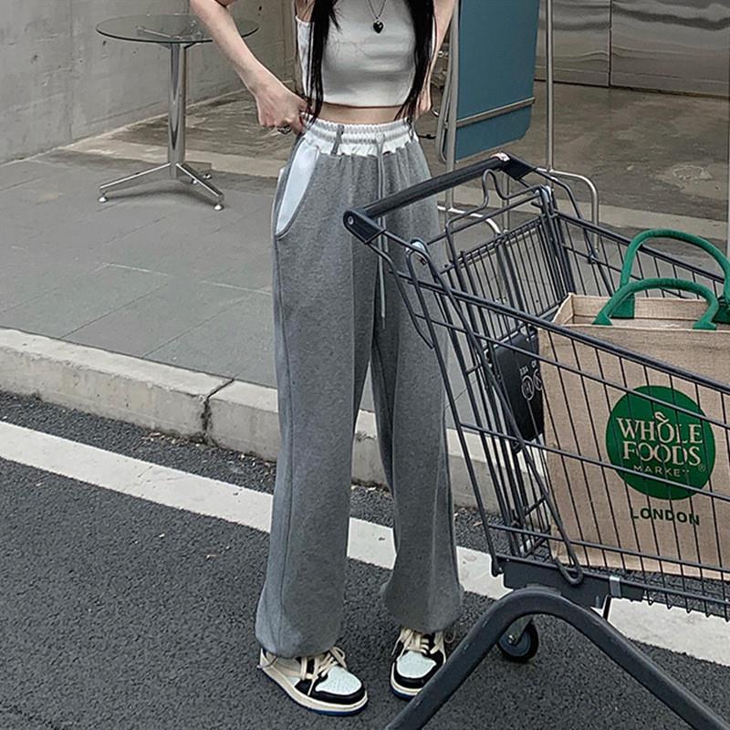 26新款款港味灰色运动裤女