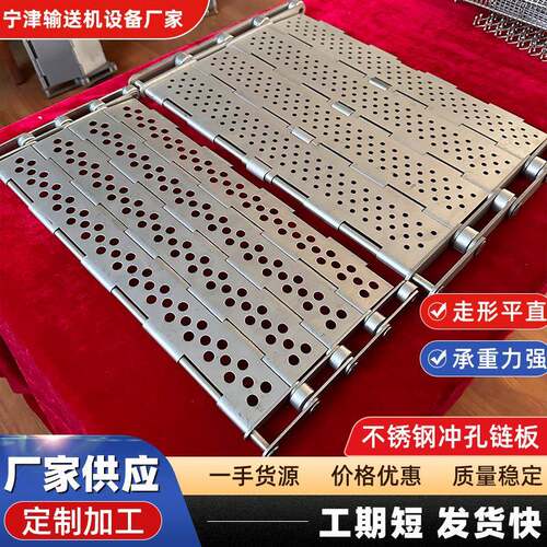 304不锈钢输送链板双节距药材清洗冲孔链板果蔬冲孔烘干速冻链板
