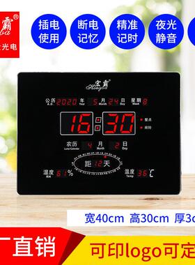 数码万年历电子时钟客厅装饰画带背景灯led卧室温湿度钟直供