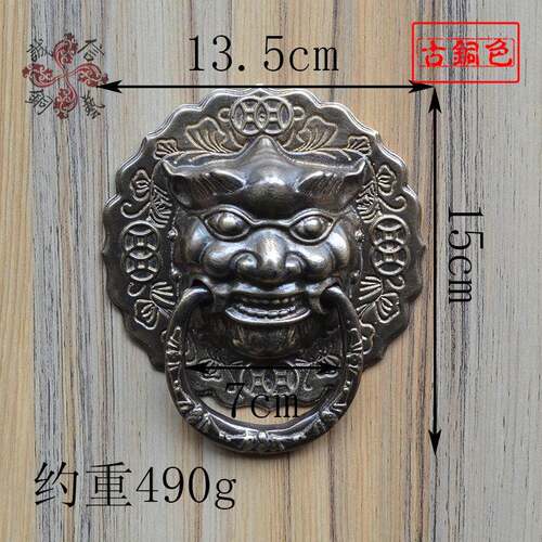 仿古纯铜拉手老式兽头狮头虎头对开大门环中式木门庭院铜拉环把手