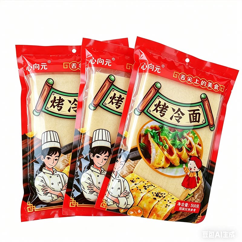 烤冷面片面饼真空家用500g装家庭装酱料速食东北烤冷面小包装