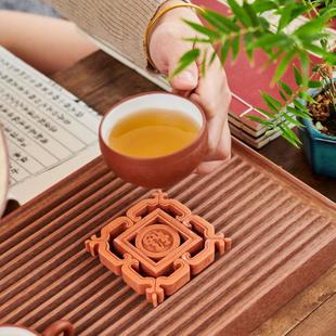 闽南古厝红砖壶垫泉州茶具护茶茶杯复古干泡盘功夫茶道茶宠盘养玩