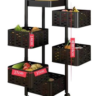 可旋转厨房置物架多层蔬菜水果收纳筐多功能移动菜篮子蔬果置物架