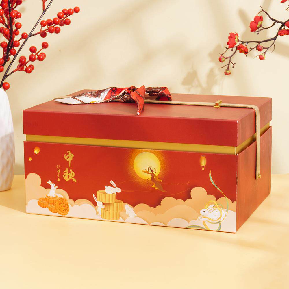新款国潮月饼礼盒包装盒高档12粒16粒双层印logo月饼盒礼盒空盒