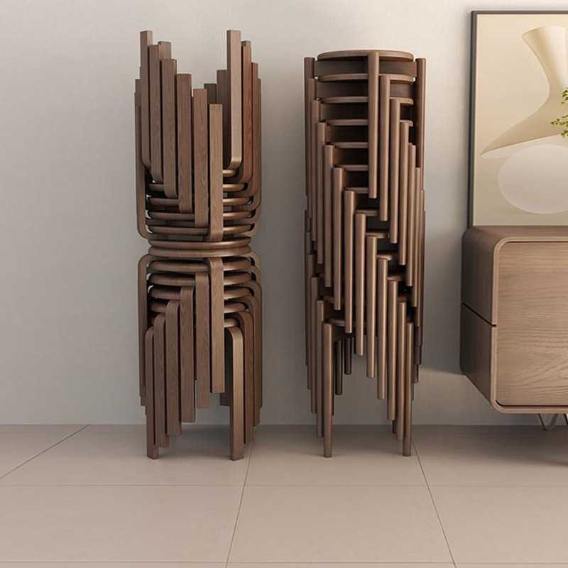 简约餐凳实木圆凳家用木头板凳软包凳子客厅矮凳餐凳可叠放小凳子