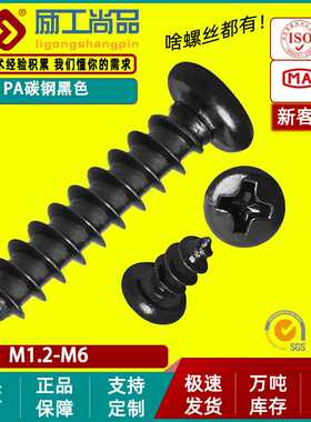 PA黑色十字槽圆头自攻螺丝十字盘头自攻螺钉小M2/M3/M4/GB845碳钢