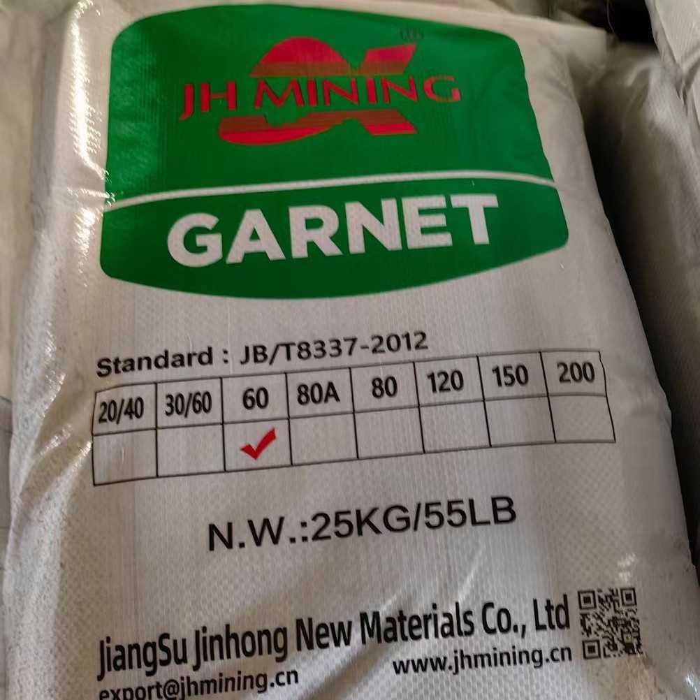 金红矿业石榴砂60目水刀切割玻璃岩板瓷砖水喷砂除锈图片