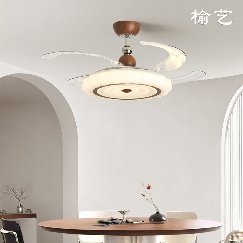 榆艺中古风吊扇灯静音卧室风扇灯图片