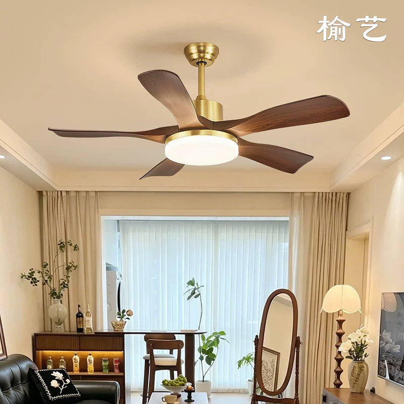 榆艺餐厅风扇灯中古风吊扇灯新款大风力复古法式客厅卧室房间吊灯