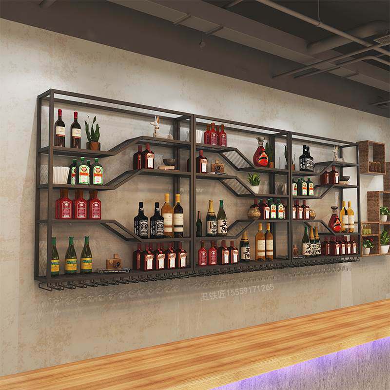 酒柜酒架置物架红酒架子铁艺壁挂式展示柜餐厅墙上吧台酒杯装饰架