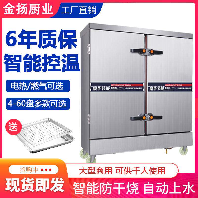 双门蒸饭柜商用食堂24盘蒸饭车天然气煤气液化气商用双开门蒸箱