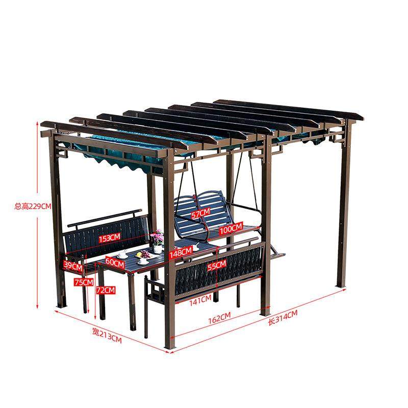 户外葡萄架凉亭吊椅室外秋千庭院别墅桌椅花园公园休闲防腐木亭子