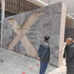 天然芝麻黑石皮室内背景墙蘑菇石别墅外墙砖黑pu人造石绿色文化石