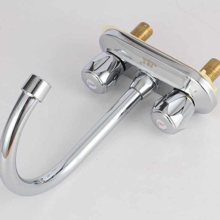 产地冷热面盆水龙头铜体混水阀双孔台盆龙头双联式洗面盆