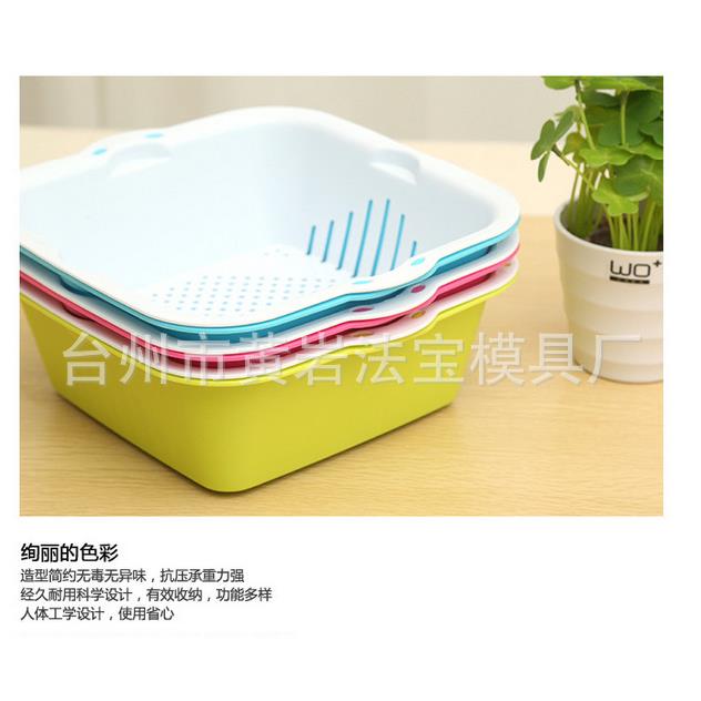 塑料沥水篮滴水篮洗菜篮沥水筛滤水筛淘米篮米萝果蔬模具加工注塑