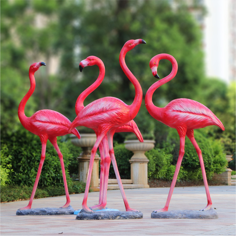 火烈鸟装饰摆件花园庭院小区园林雕塑仿真大型动物玻璃钢户外造景