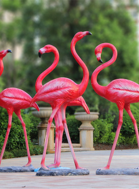 火烈鸟装饰摆件花园庭院小区园林雕塑仿真大型动物玻璃钢户外造景