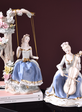 优选欧式陶瓷工艺品女摆设现代家居客厅卧室装饰品酒柜电视柜摆件