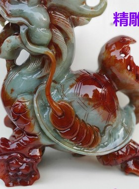 大号玉龙龟摆件玉石岫玉龙头龟文昌塔玄武母子一对招财镇宅卫生间