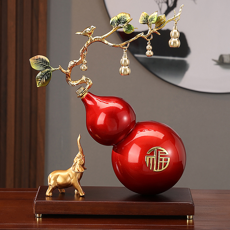 新中式五福临门葫芦摆件客厅电视柜酒柜装饰品办公室乔迁新居礼品