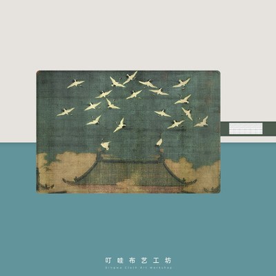 优选宋徽宗瑞鹤图手工布艺笔帘卷轴笔袋插笔笔帘铅笔袋国风文具收