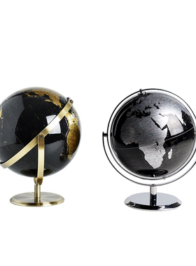 优选现代轻奢金银黑色地球仪摆件简约样板间书房客厅玄关办公室装