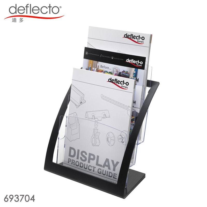 优选迪多欧美A4亚克力展示架三层桌面资料架目录架报刊架银色杂志