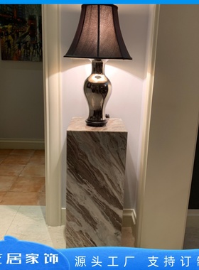 优选紫彩玉天然大理石雕塑底座 售楼处样板房客厅艺术品摆件展示