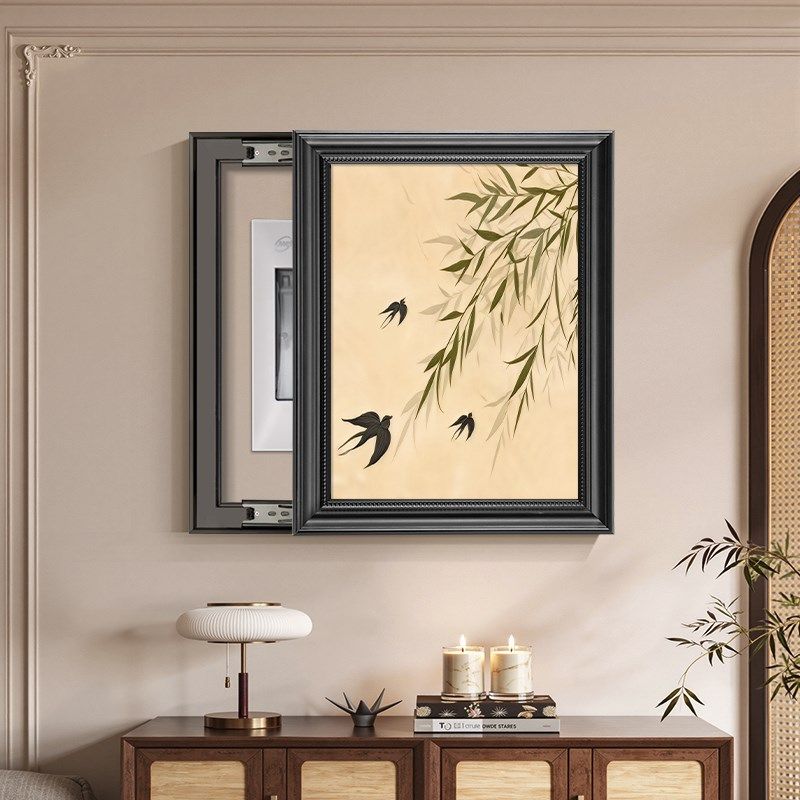 优选中古风高级感电表箱装饰画2025新款竖款开关盒配电闸箱挂画免,家居饰品,现代装饰画,淘宝优惠券,粉丝福利购,淘宝优惠卷