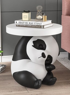 优选创意熊猫托盘装饰摆件客厅家居饰品沙发旁托盘茶几柜国潮乔迁