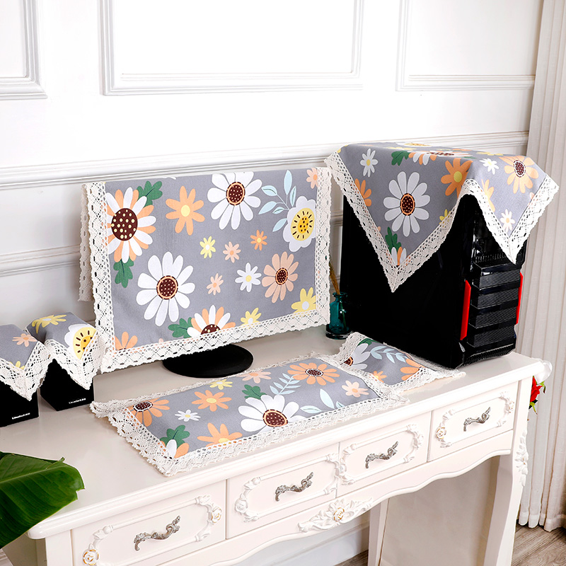 优选电脑显示器防尘罩盖布键盘布艺台式防水盖布24寸27寸电脑盖巾