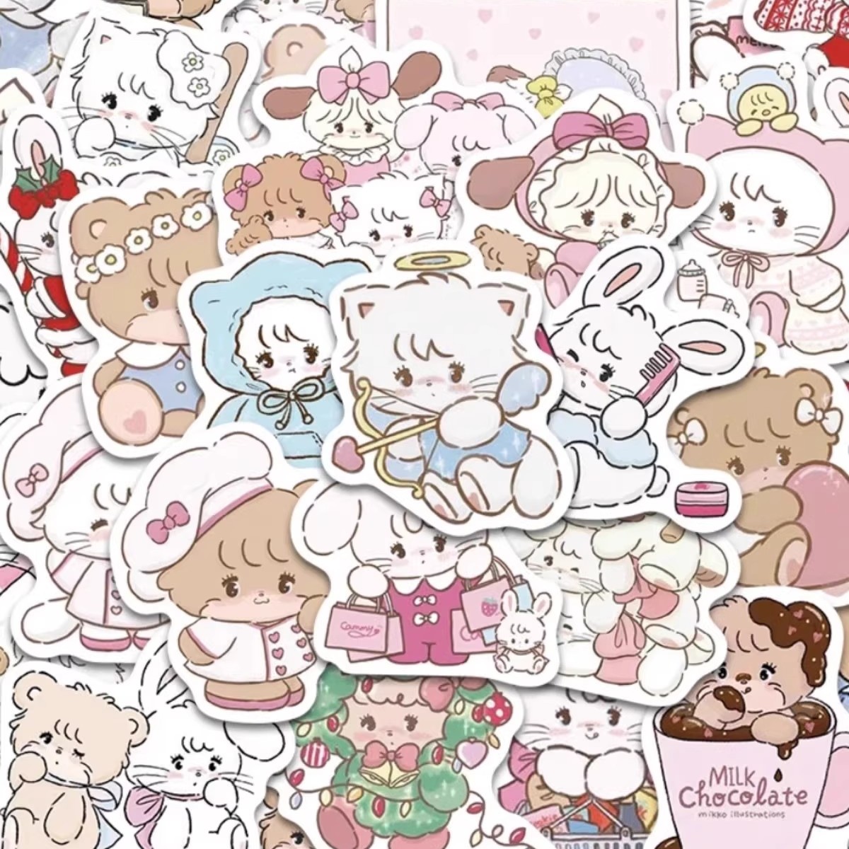 267张MIKKO猫咪贴纸卡通有兽焉蜡笔小新装饰标签行李箱防水小贴画