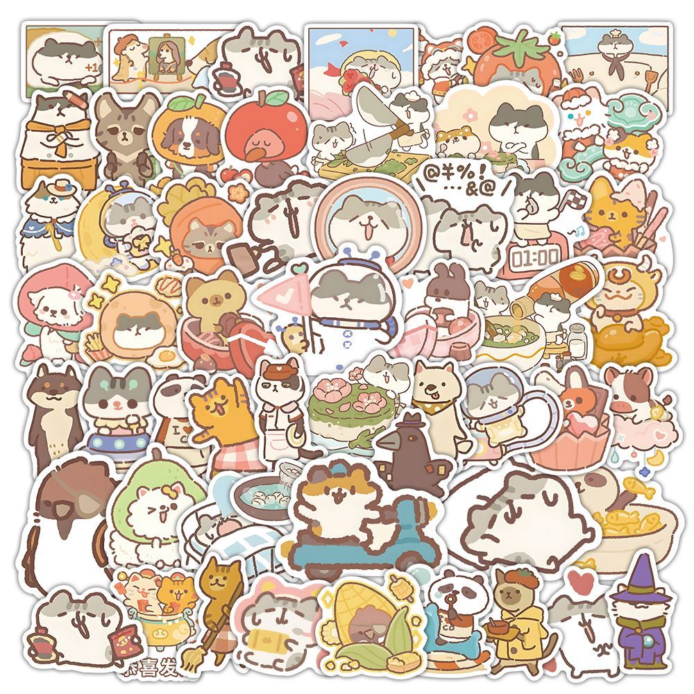 120张动物餐厅贴纸菜谱贴画游戏周边装饰小图案diy手机壳手账素材