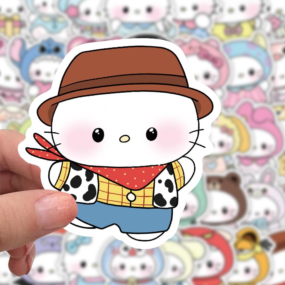 103张卡通猫猫贴纸换装可爱Q版装饰素材行李箱标签防水自粘小贴画