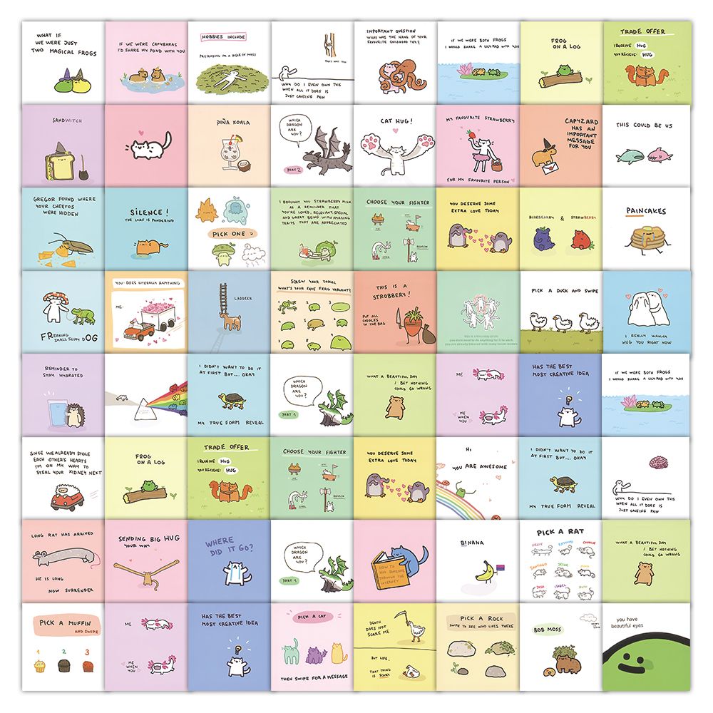 62张小动物英文贴纸卡通ins风可爱插画卡通diy手账行李箱装饰贴画