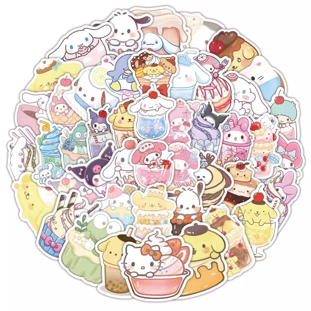 53张制作甜点系列贴纸卡通可爱创意标签装饰手账行李箱防水dy贴画