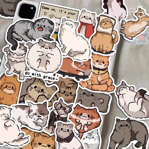 150张遇见小猫咪卡通可爱贴纸手机壳笔记本行李箱装饰diy防水贴纸
