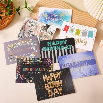 商务生日贺卡对折式感谢祝福高级感小卡片公司logo员工客户定制