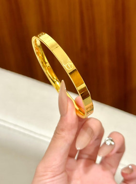 官方旗舰店正品金包银手镯卡家黄金LOVE手镯素圈镯子送女友老婆