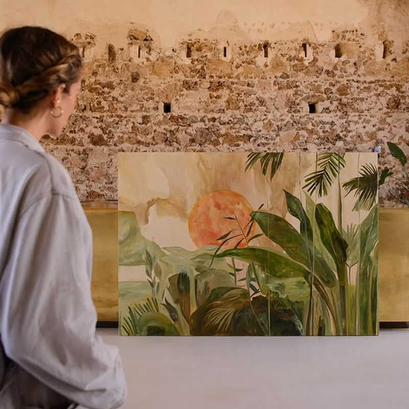 美式抽象植物客厅画室装饰画简约风艺术画电视柜酒店民宿餐厅挂壁