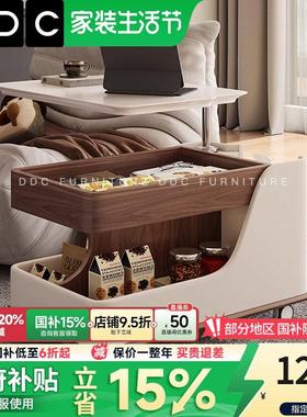 DDC中古风可移动边几推拉小车茶几复古侧边柜2025新款沙发边柜