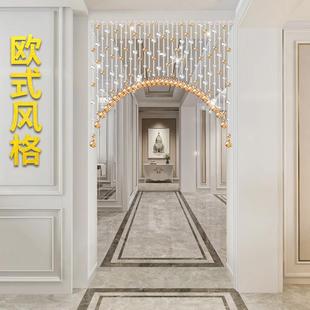 饰半挂帘子商用免打孔 水晶门帘珠帘过道隔断帘家用玄关卧室客厅装