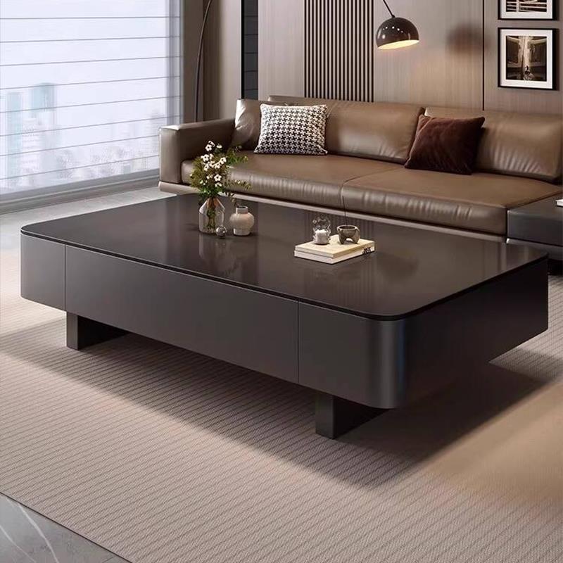 茶几意式客厅长方形轻奢高级感家用小户型黑色简约现代电视柜组合